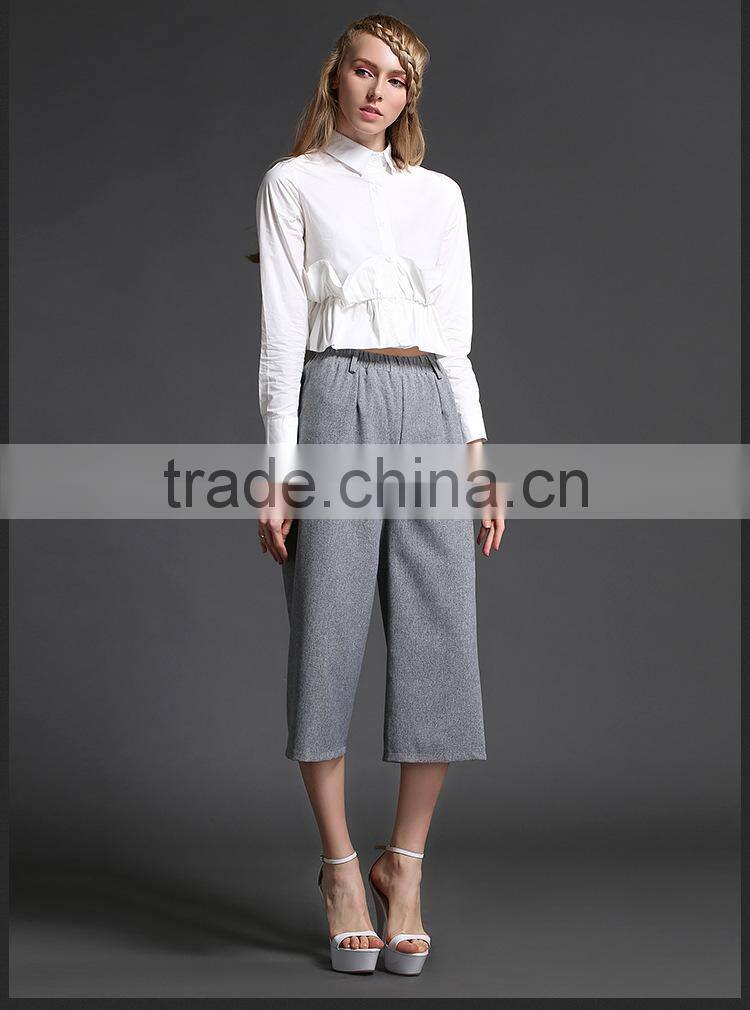 Casual fashion linen straight loose pants for woman