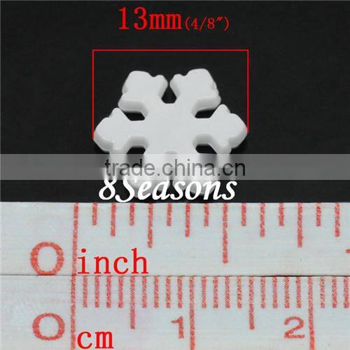 White Christmas Snowflake Acrylic Charm Beads 12mm x 13mm