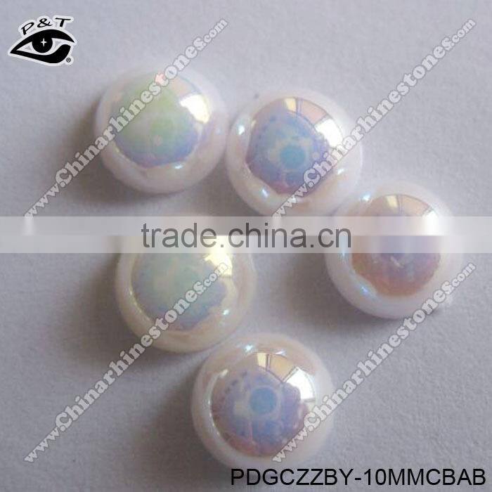 Flat back Pearl Dome Studs 10MM Pearl AB Half Round Beads For Clothes