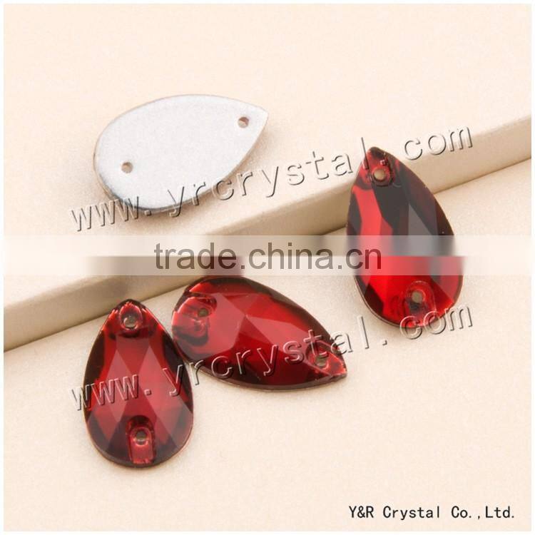 red teardrop sew on crystal stones,sew on crystal strass,sew on rhinestones