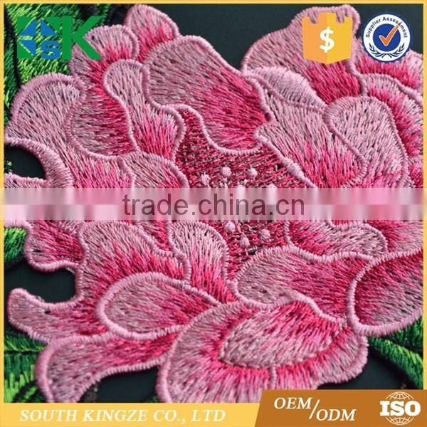 Cheongsam use Large 3D Floral Flower Peony Embroidered Sew On Patch Applique