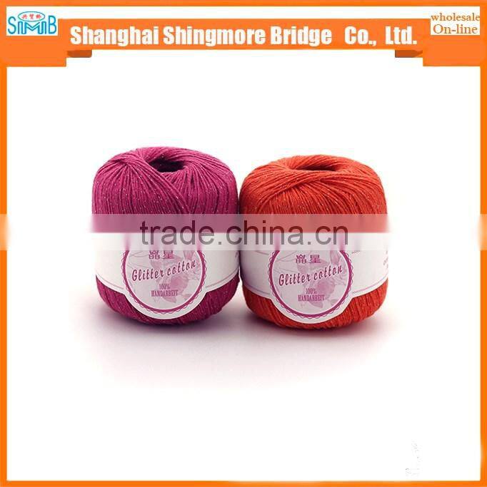 china knitting yarn supplier hot sales high standard yarn cotton polyester lurex with 50gram balls