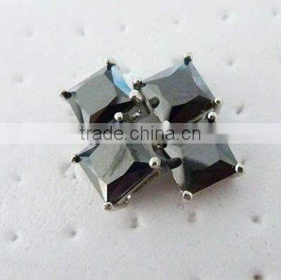 Round cut black stainless steel Cubic Zirconia stud Earrings, CZ Stud Earrings, CZ Earrings