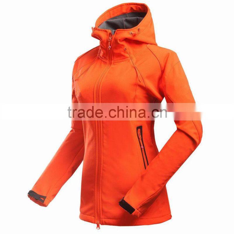 2016 Orange Women Softshell Jacket with hood