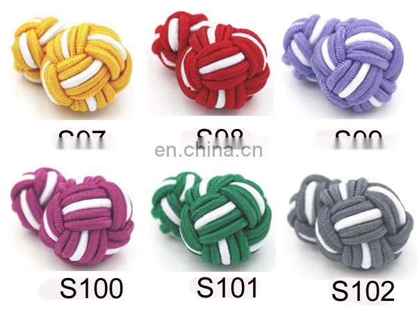 Multicolor elastic silk knot cufflinks handmake fabric knot cufflinks suit for shirt