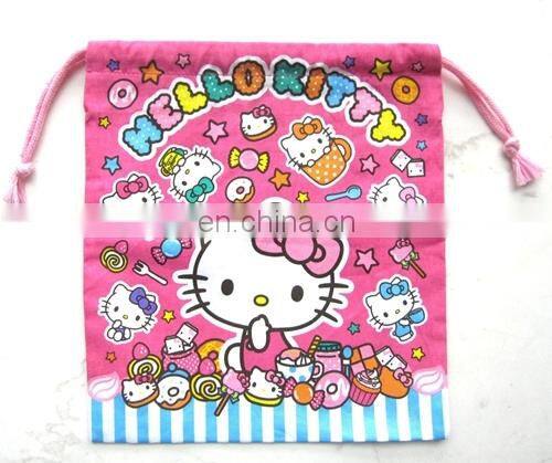 cute kitty foldable lunch bag cartoon drawstring bag portable gift bag shopping bag shoulder bag recycling handled nylon bag
