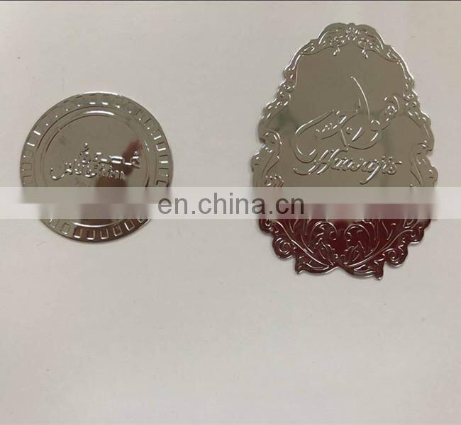 Metallic Mirror chrome logo label sticker for bottle