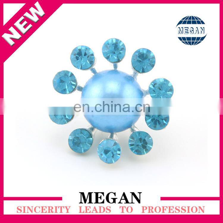 Hotsale blue pearl rhinestone upholstery button for wedding invitation card