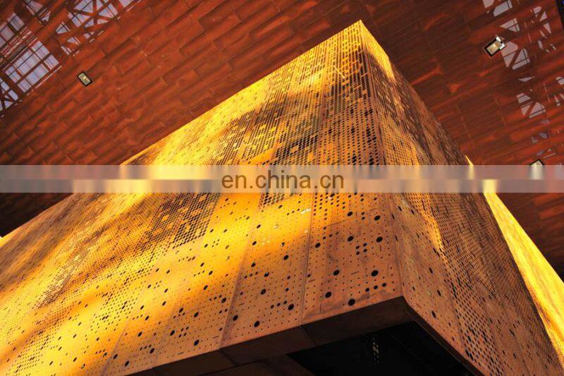 Perforated corten steel wall cladding