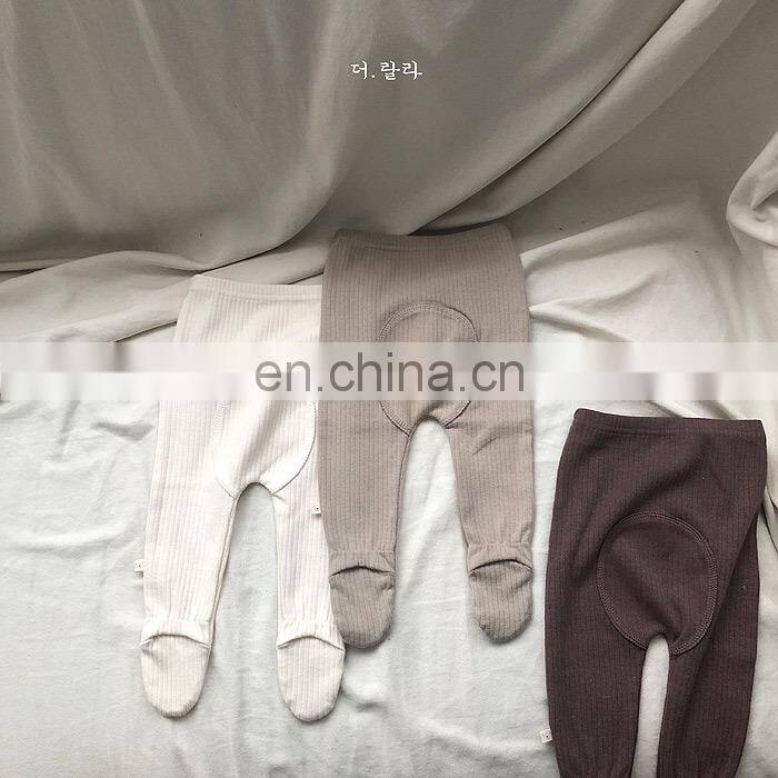 Newborn Baby Girl Footed Leggings Cute Angel Wings Gray White Striped Infant Tights Footed Pants Baby Boutique Clothes