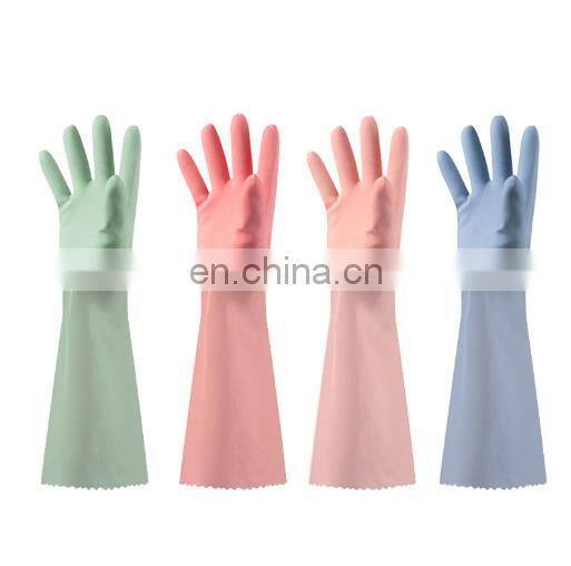 Wholesale High Quality Woman Pink Long Cuff PVC Kitchen dishwashing Household Gloves