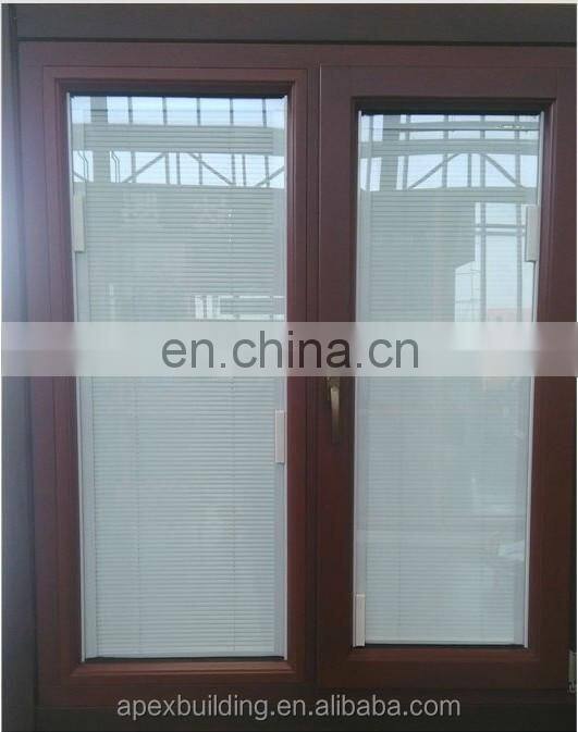 Europe standard sizes double panels with internal blinds casement window, soundproof double glass windows