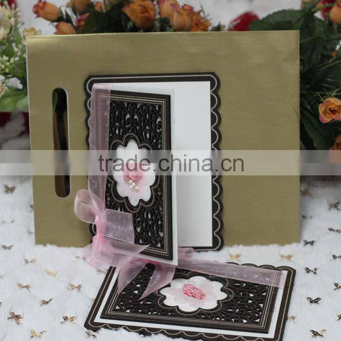 Wholesale Wood Laser Cut Lovely Handmade Wedding Card Designs