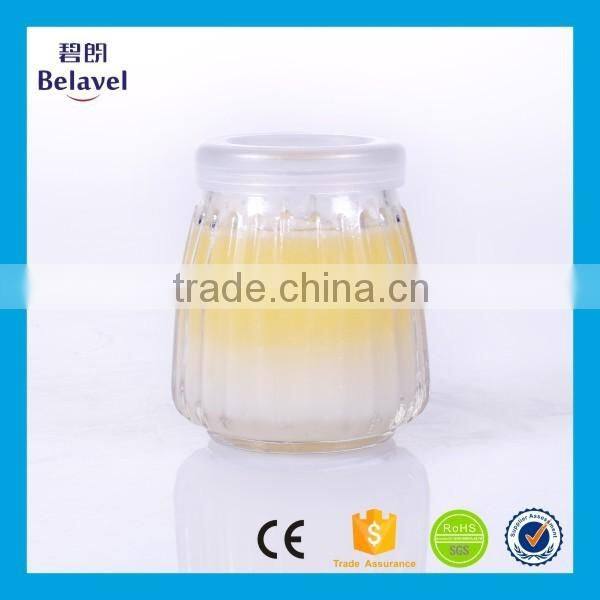 120ml 4oz embossed strip glass pudding milk bottle with plastic cap