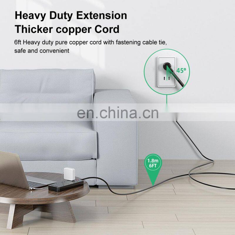 Safety Germany Multiple 4 Outlet Power Strip Socket 4 Outlet with Dual USB Ports and Retractable Cord