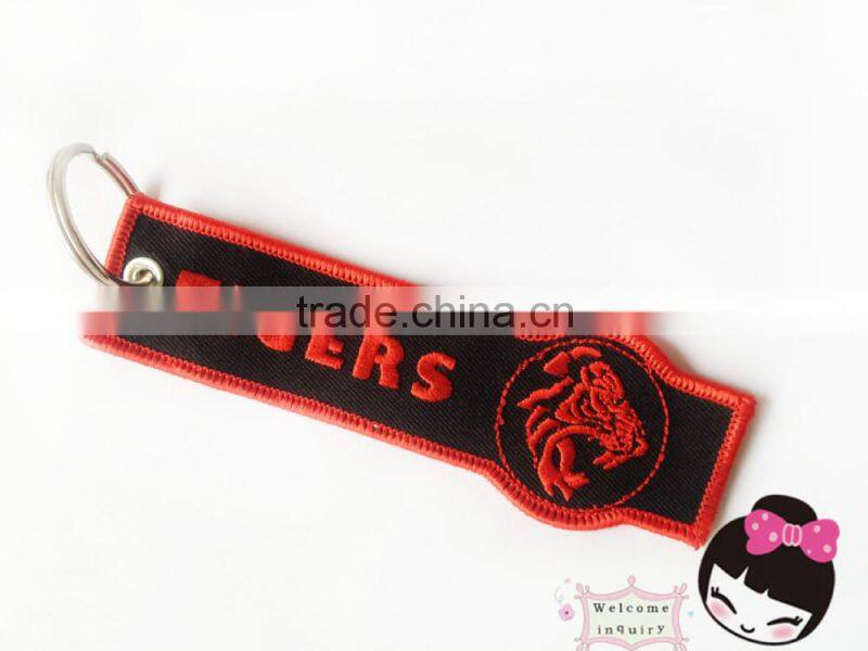 Custom fabrics badge key ring embroidery patch red