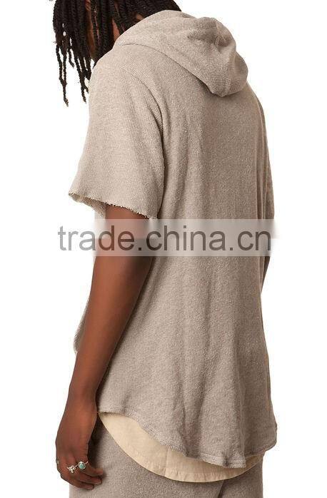 Wholesale Mens Beige French Terry Raw Hoodies