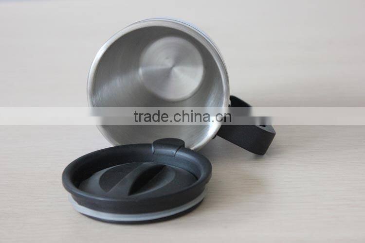 Double wall stainless steel inner ,plastic outer travel mug