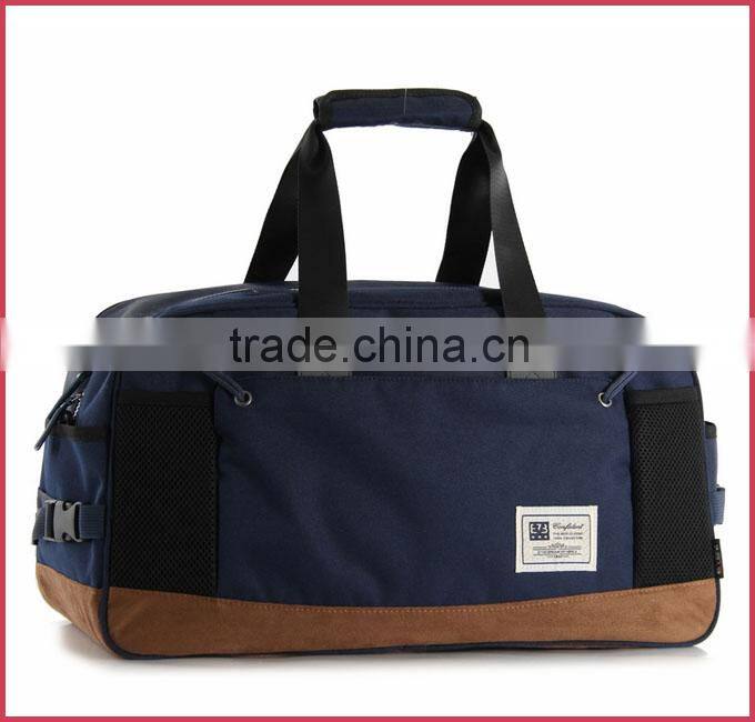 fashion cotton fabric travel duffle bag nubuck leather MOQ 500 pieces from Bag factory China