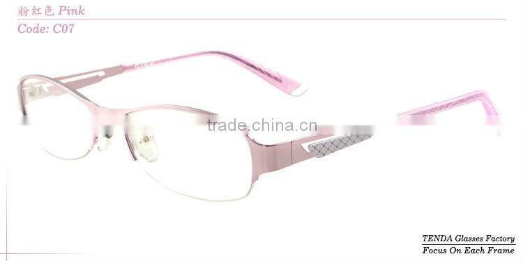 Half-rim metal new design 2014 latest optical eyeglasses frames for women