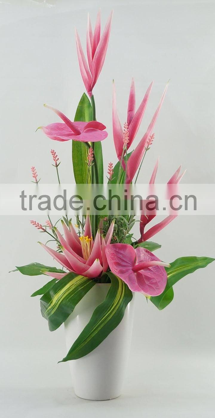 Artificial flower bonsai with anthurium & lavender & ginger/artificial flower wholesale China supplier for home decor