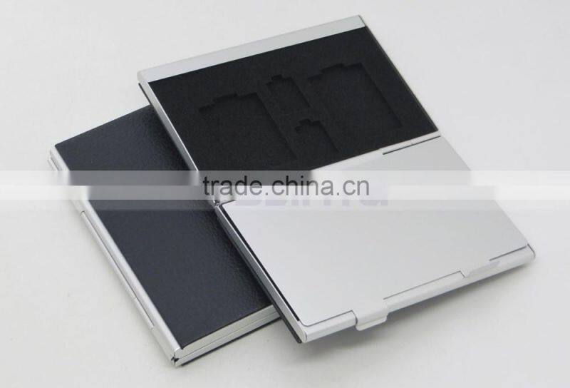 Leather Aluminum EVA Memory card Carrying Case for 4x SD Card and 4x TF Card