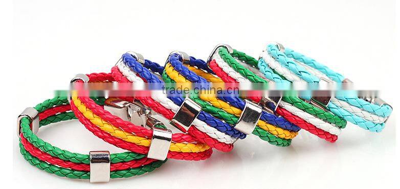 2016 Euro cup leather wrap nationall flag bracelet