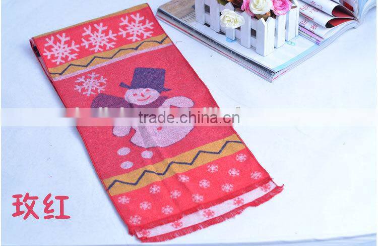 Good Quality Fashion Baby Boys Girls Snowflower and Snowman Knitted Cashmere Scarf for Christmas
