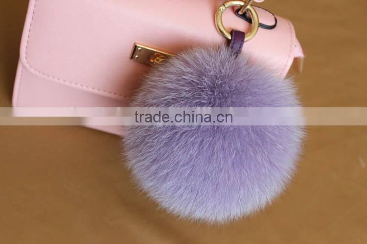 Direct Factory Wholesale Multi Colors Girls 100% Real Fox Fur Key Chain