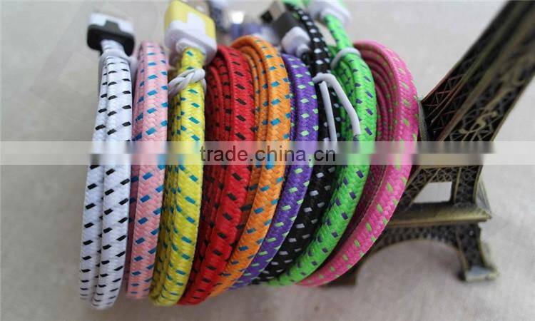 Nylon Flat Noodle Micro USB to Displayport Connector Cable