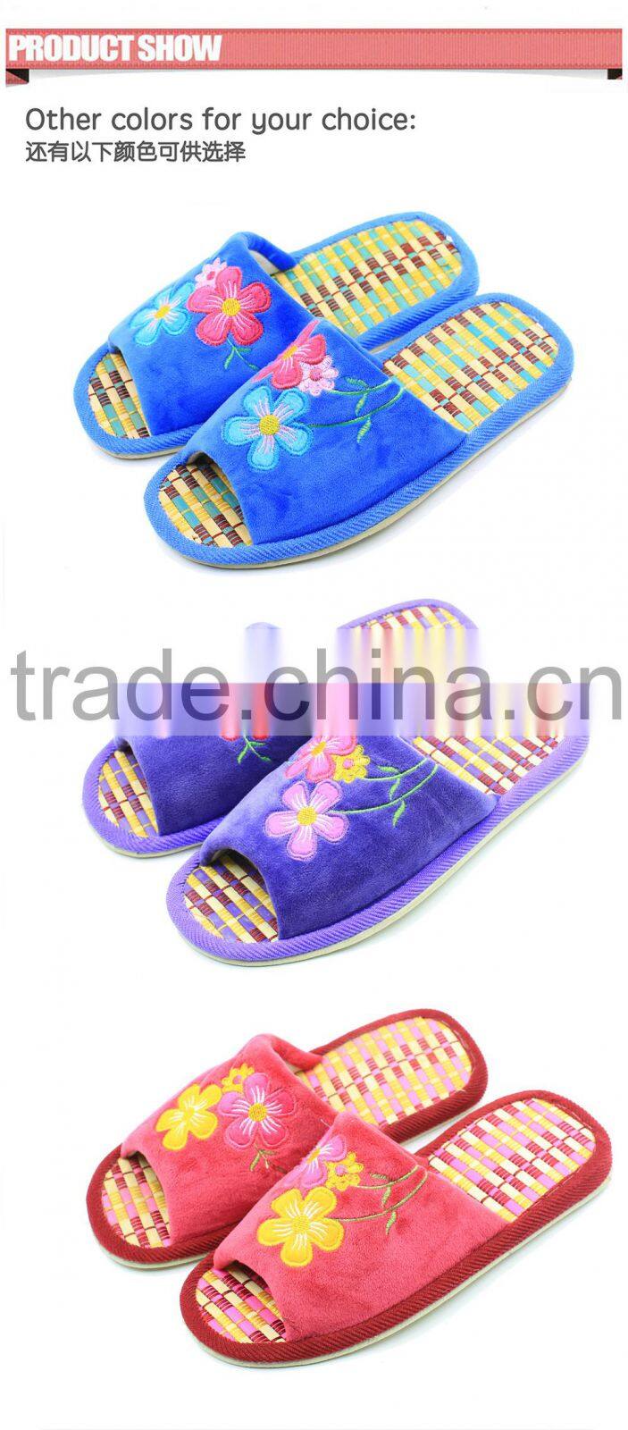 2015 cheap price good quality comfortable embroidered slippers lady