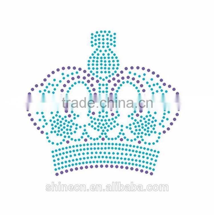wholesale New design crown shape motif Middle east quality Fashion customized rhinestone heat transfer motif
