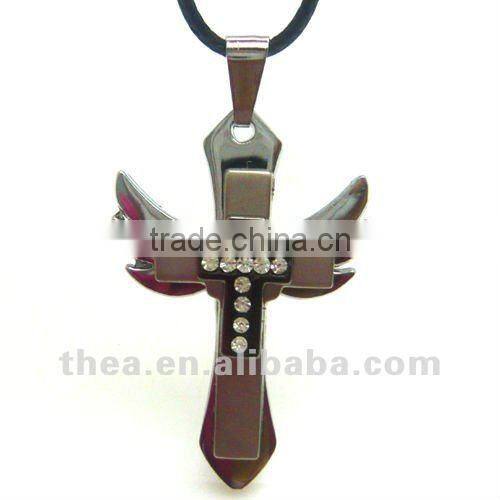 Trendy Europe style star necklace, angel's wing cross pendant necklace popular in Ameria