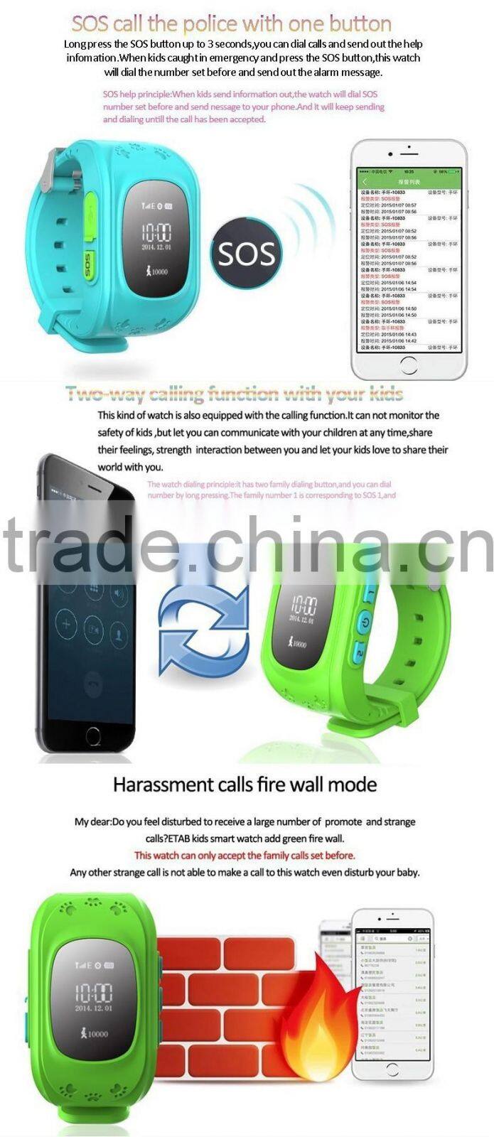 SOS electronic waterproof sport watch gps