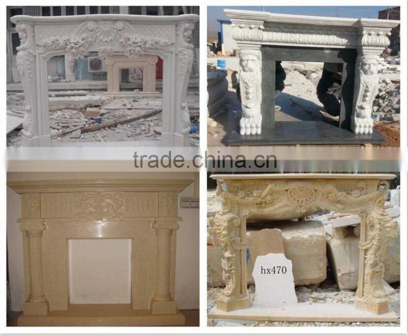 Natural white marble electric fireplace mantel