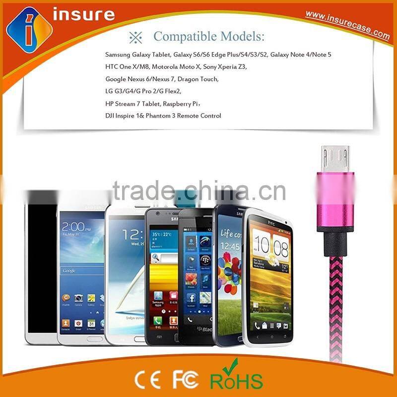 1M colorful nylon braided micro usb data cable with best price
