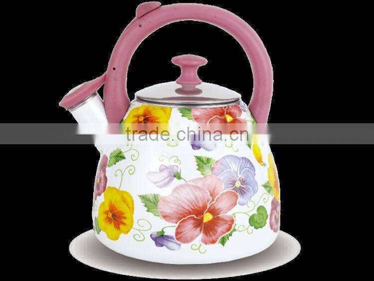 vivid flower pattern decal exterior enamelled kettles