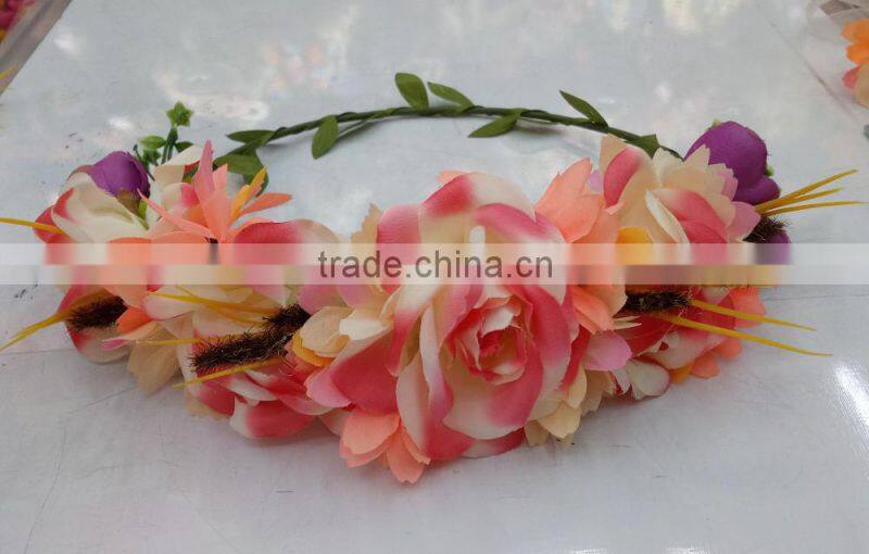 Newest Design Women Girls Artificial Flower Headband Tiara Crowns Garland Wedding For Adults