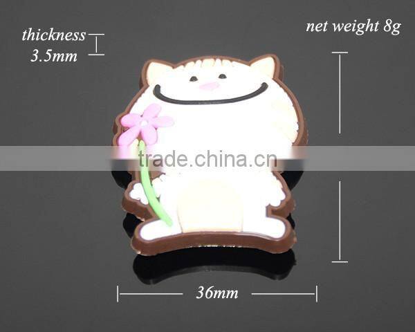 Cute Lovely Cat Shaped Promotional Soft Rubber Injection Molding Animation PVC Cartoon Fridge Magnet