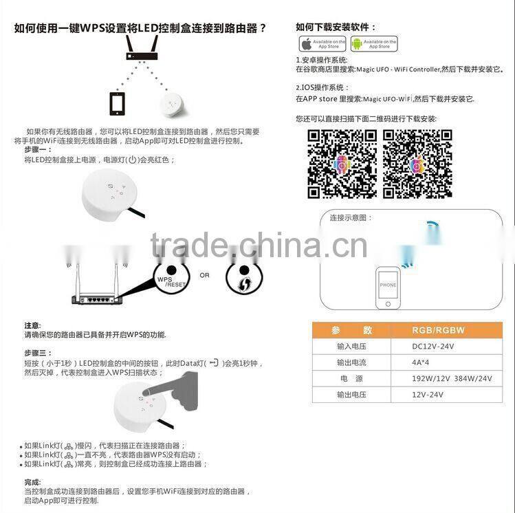 RGBW 1903 LED RGBW controller UFO WIFI RGBW controller 12V 24V Smart Phone Control supported,