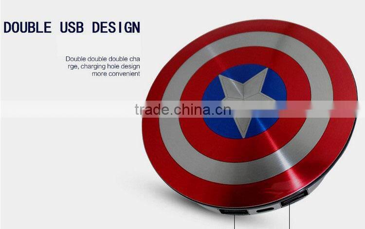 The Shield of Captain America Ultra Thin Li-polymer Battery Power Bank Factory supply captain america power bank