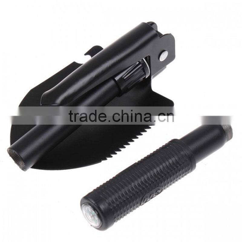 Outdoor portable multifunction folding camping shovel with compass