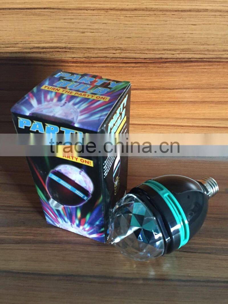 E27 RGB Color Changing Led Rotating Light Bulb Lamp Mini Stage Home Party Disco Party Lighting