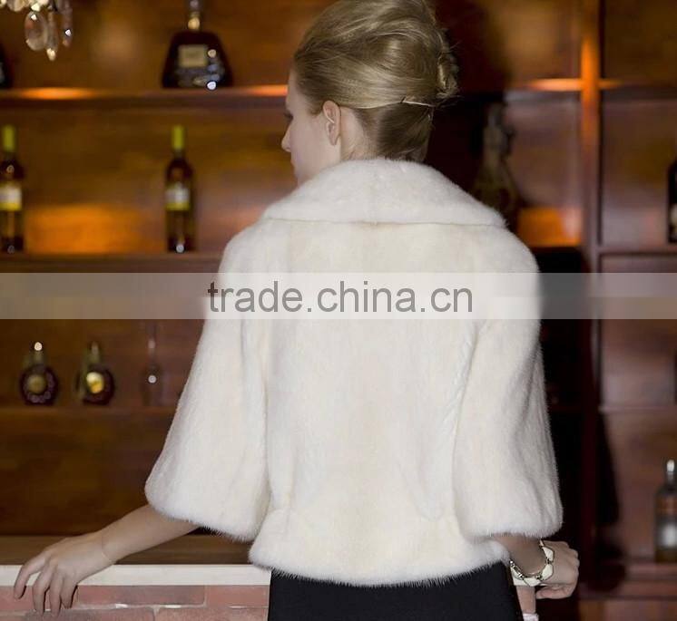 emk1438 small style white mink fur coat