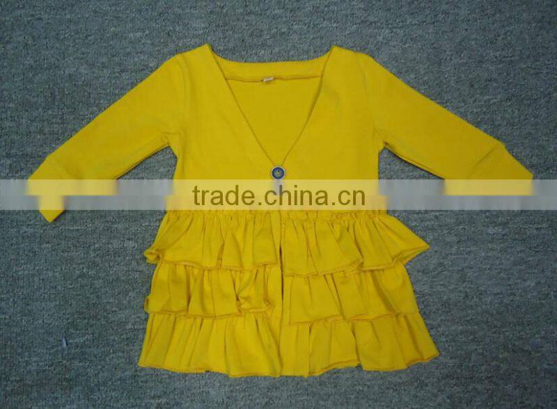 Stylish Long Sleeve ruffled children Cardigan Buttonless girls cardigan