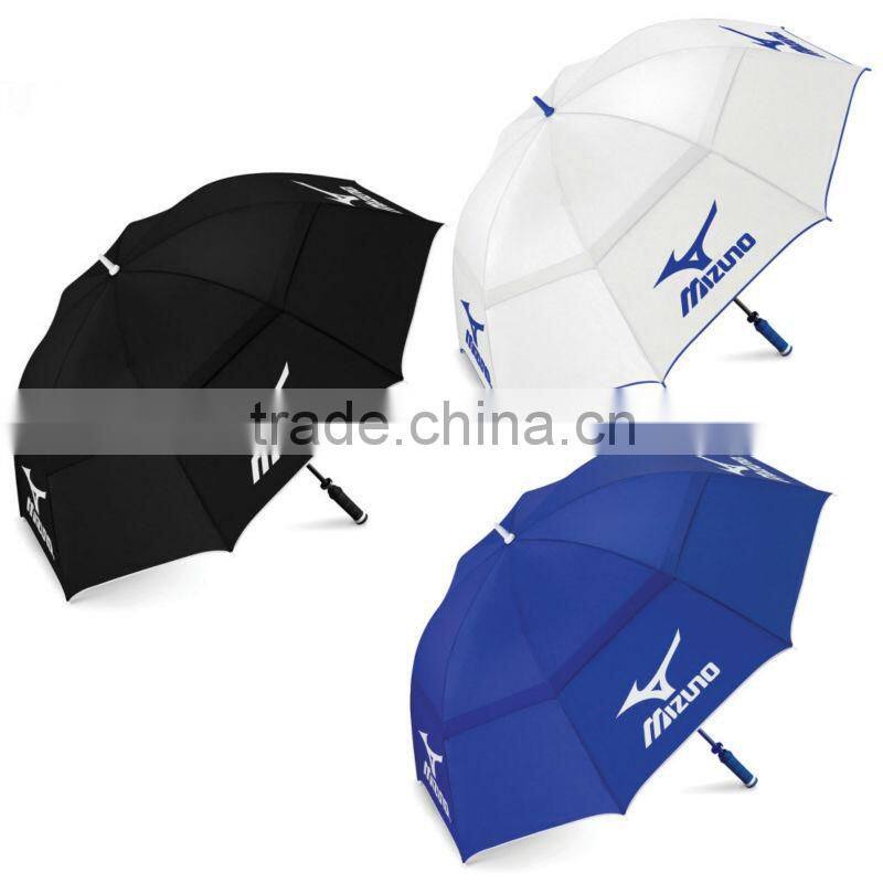 Double pongee layer fabric golf umbrella with colorfull printing