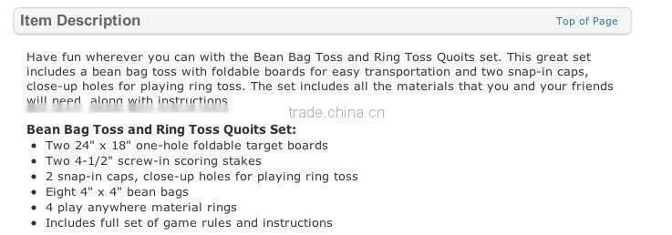 Hot selling 46x60cm Bean Bag Toss Game for kids