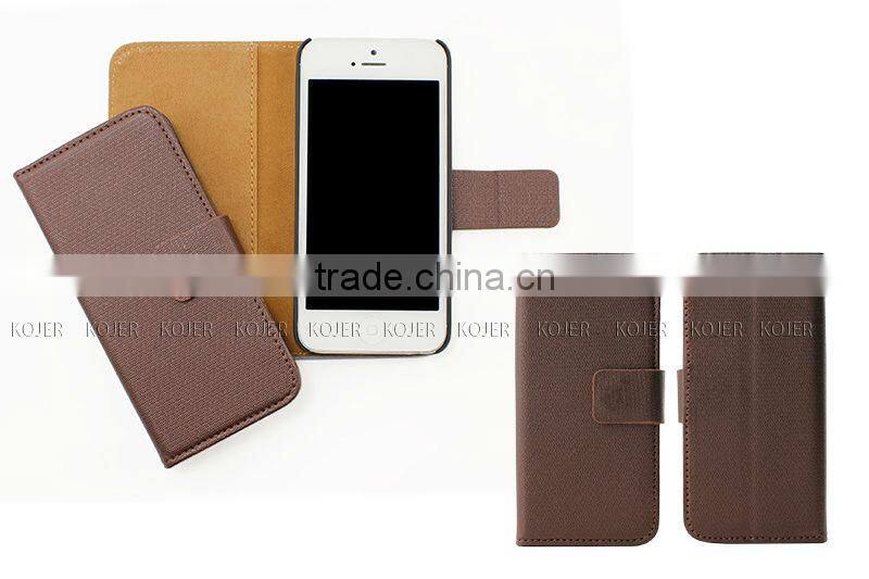 Book Style PU Leather Flip Case for iPhone 5
