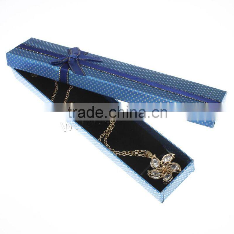 Cardboard Necklace Box with Sponge & Satin Ribbon round spot pattern Necklace packing Box