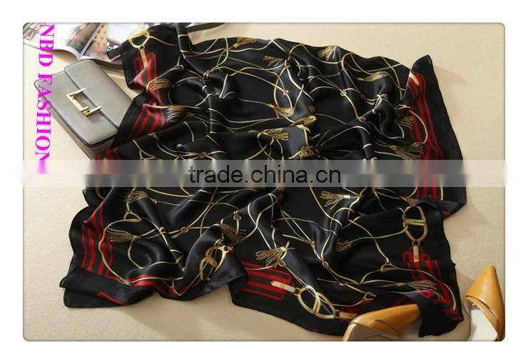 New arrival Vintage Stlye Imitated Silk Gold Chain Scarves Beach shawls